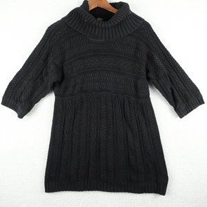Peter Nygard Cable Knit Sweater Womens Medium Black Fisherman Turtle Neck